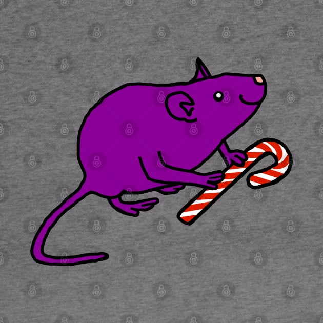 Purple Rat holding Candy Cane at Christmas by ellenhenryart